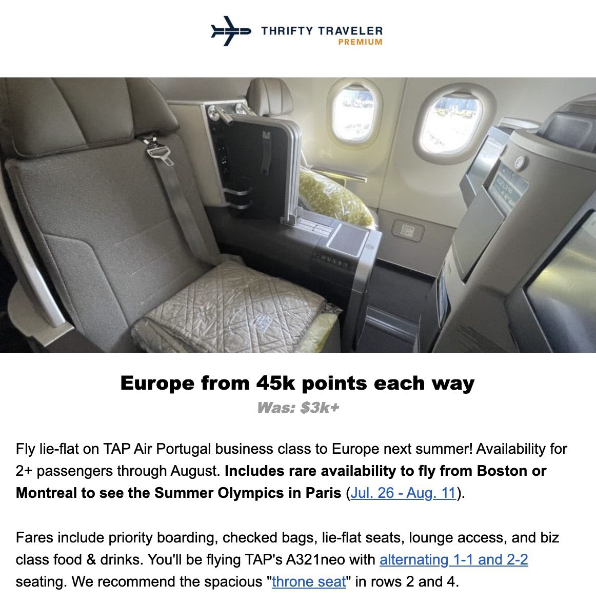 TAP business class olympics