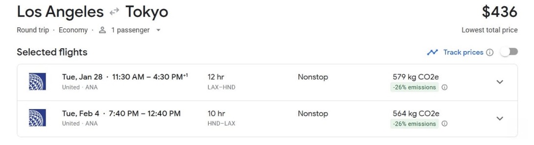 Los angeles to Tokyo airfare for $436 roundtrip flying United. 