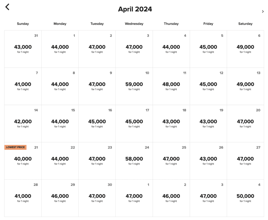 W Sydney availability April 2024