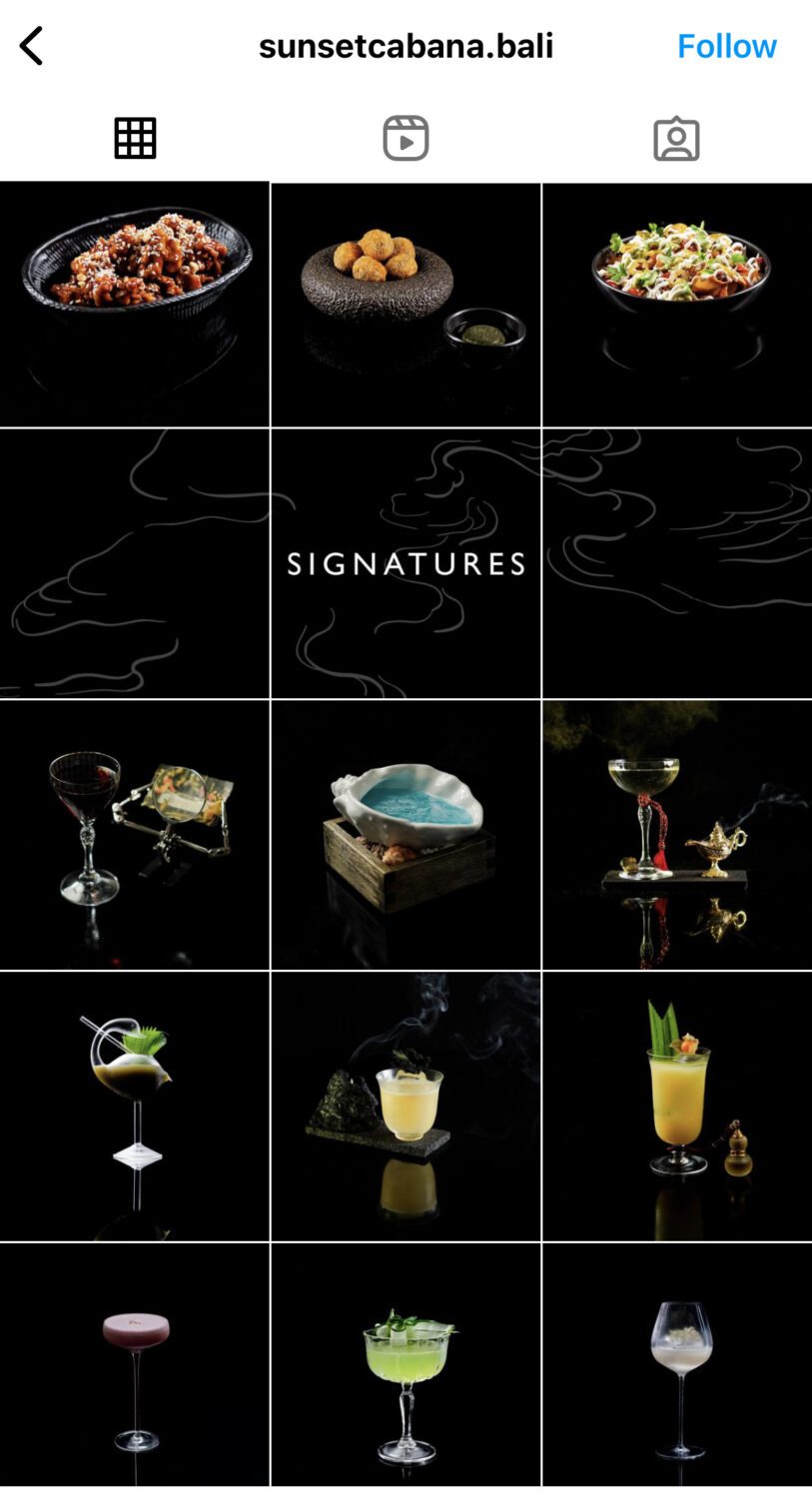 sunset cabana bar menu