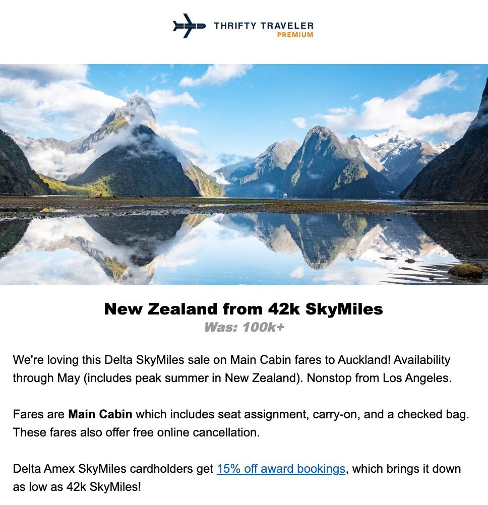 delta skymiles deal to new zealand