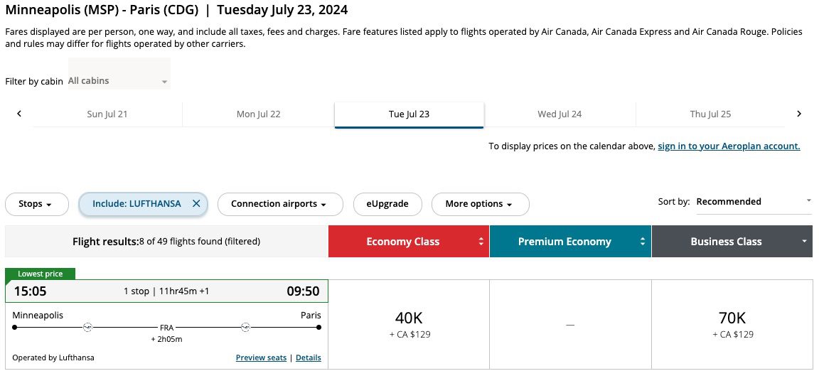 msp to paris lufthansa