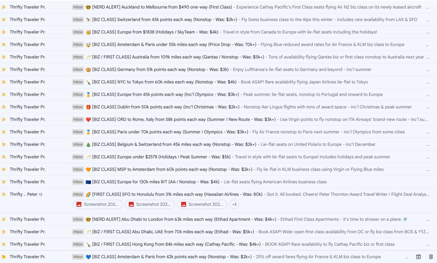 thrifty traveler premium inbox