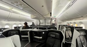 black business class seats on a plane