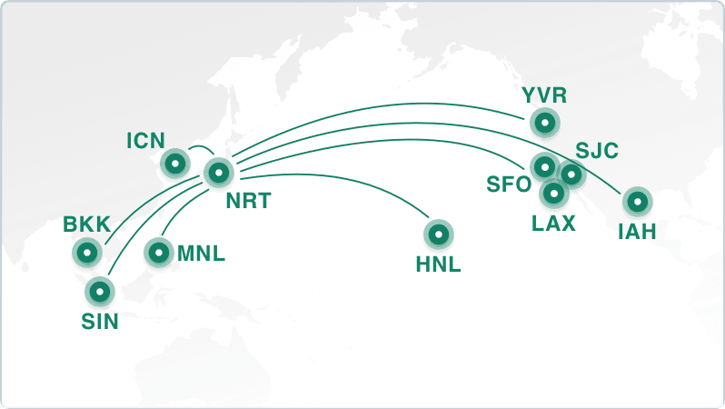 map showing zip air destinations