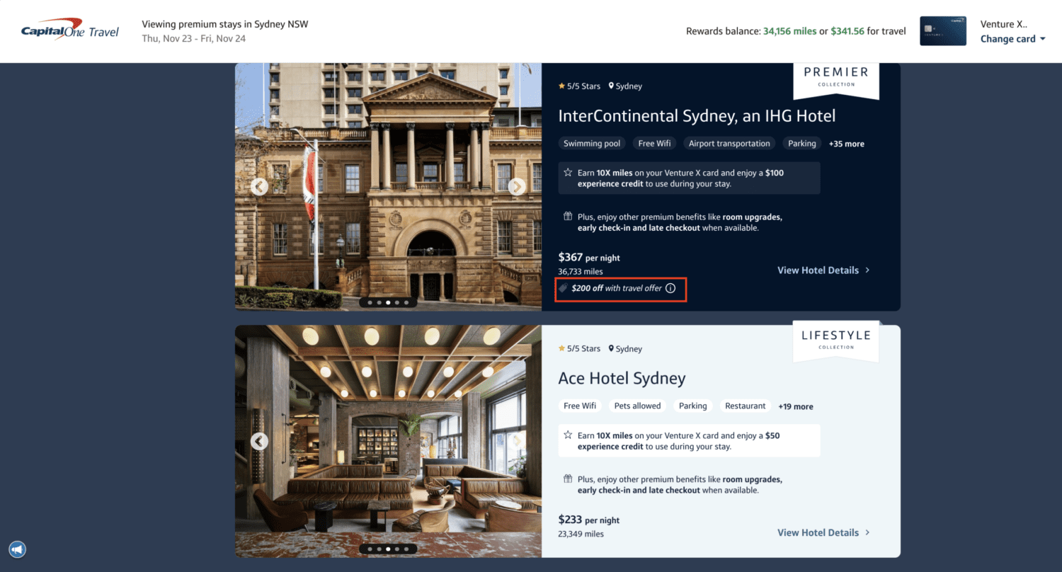 Capital One Premier Collection Sydney search