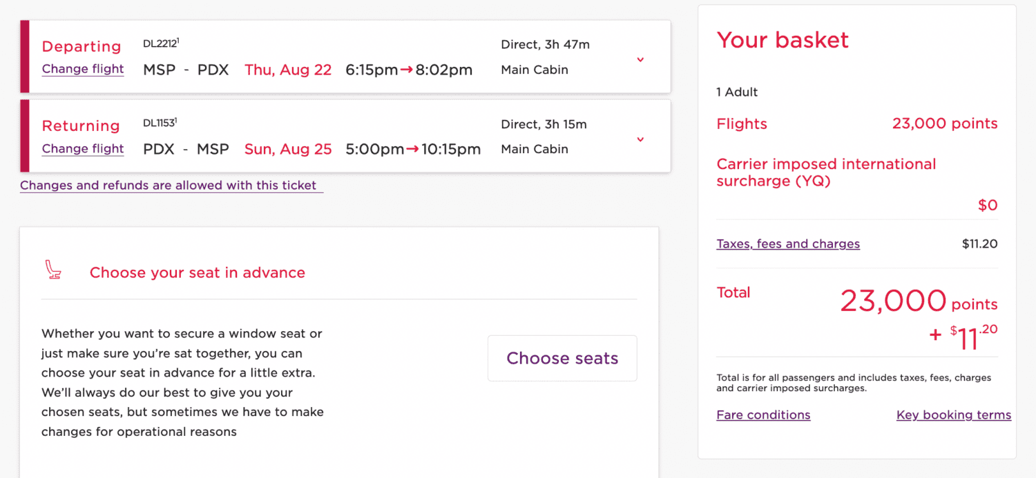 Delta MSP to PDX flight booked through Virgin Atlantic