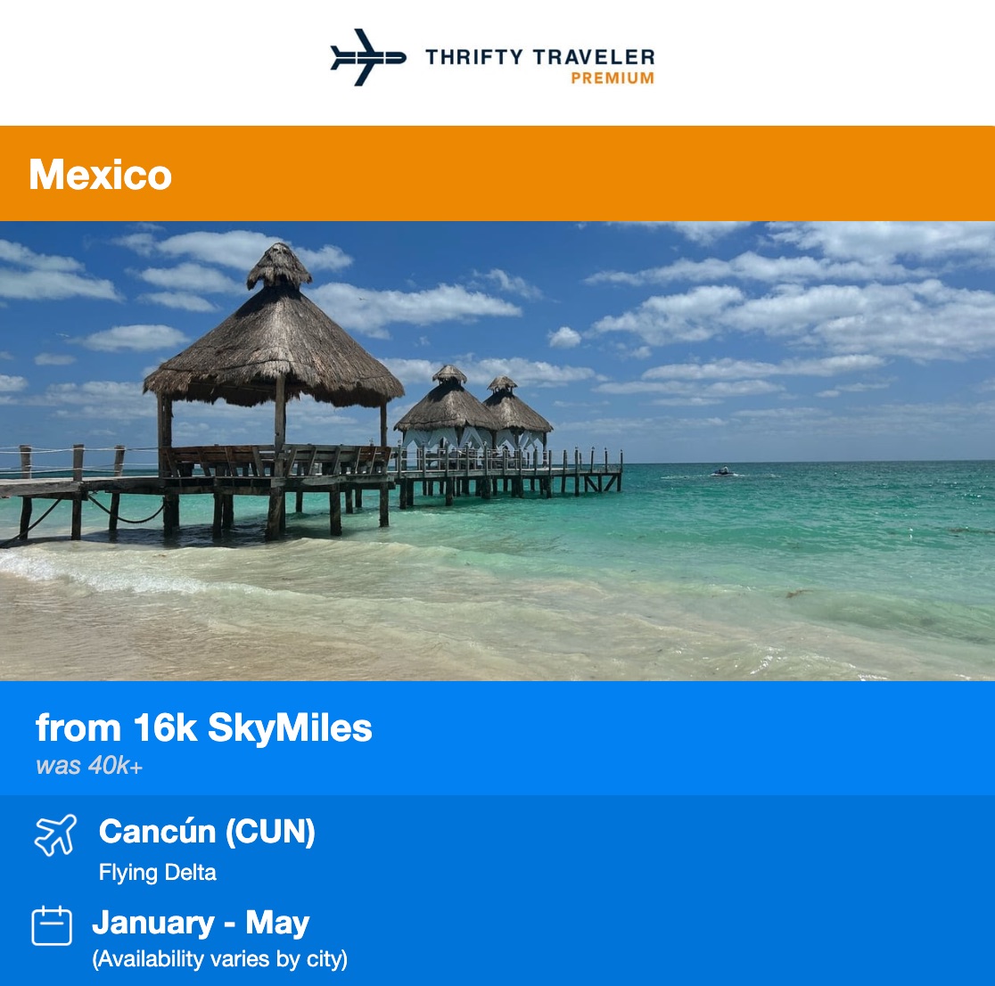 Cancun SkyMiles Premium deal