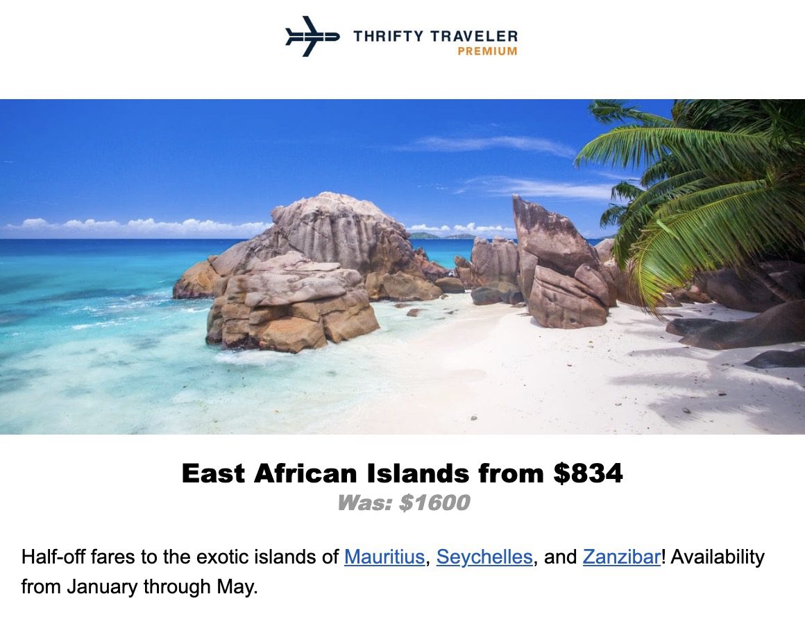 East Africa islands flight deal