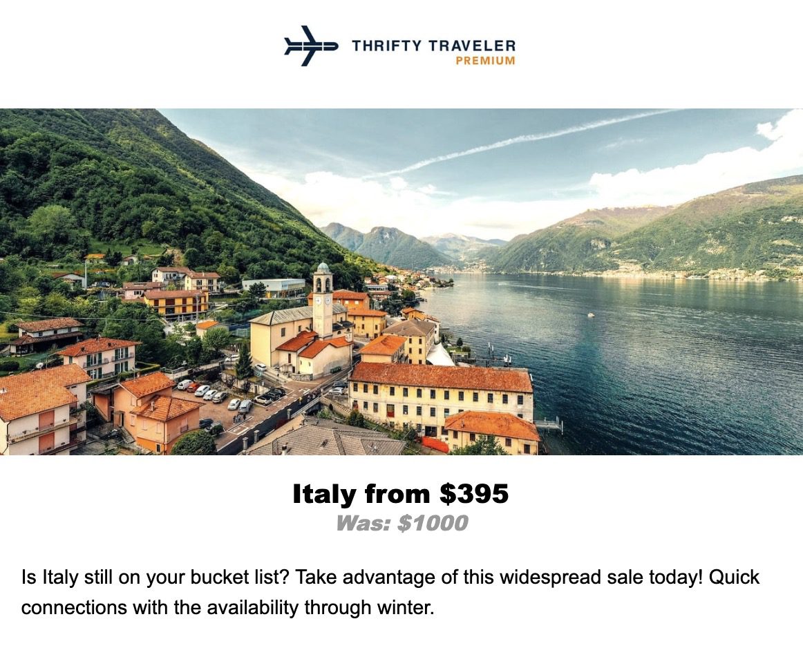 Italy flight deal