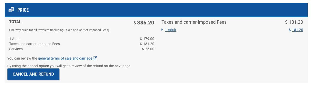 French Bee fare price