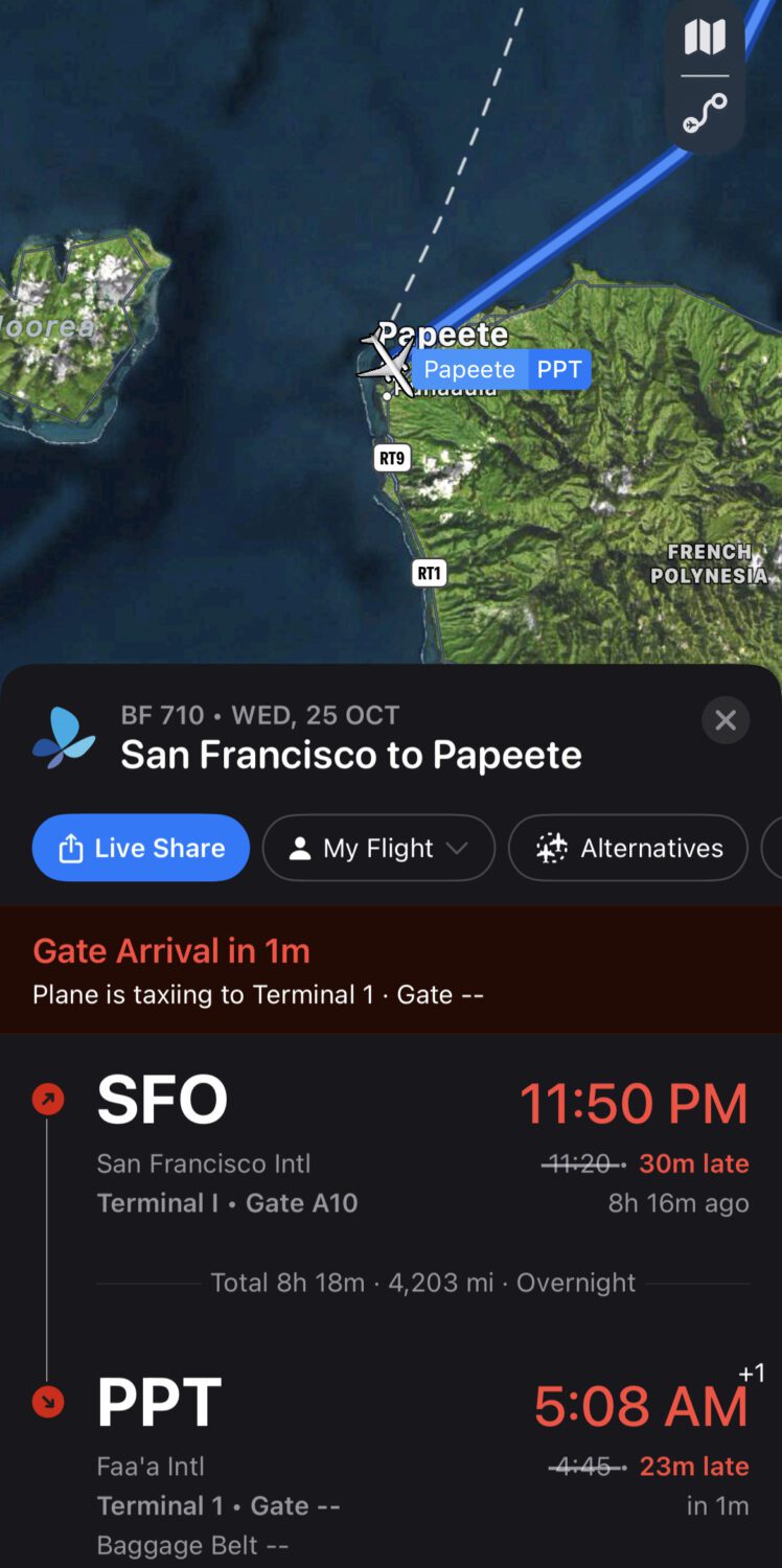 SFO-PPT flight 