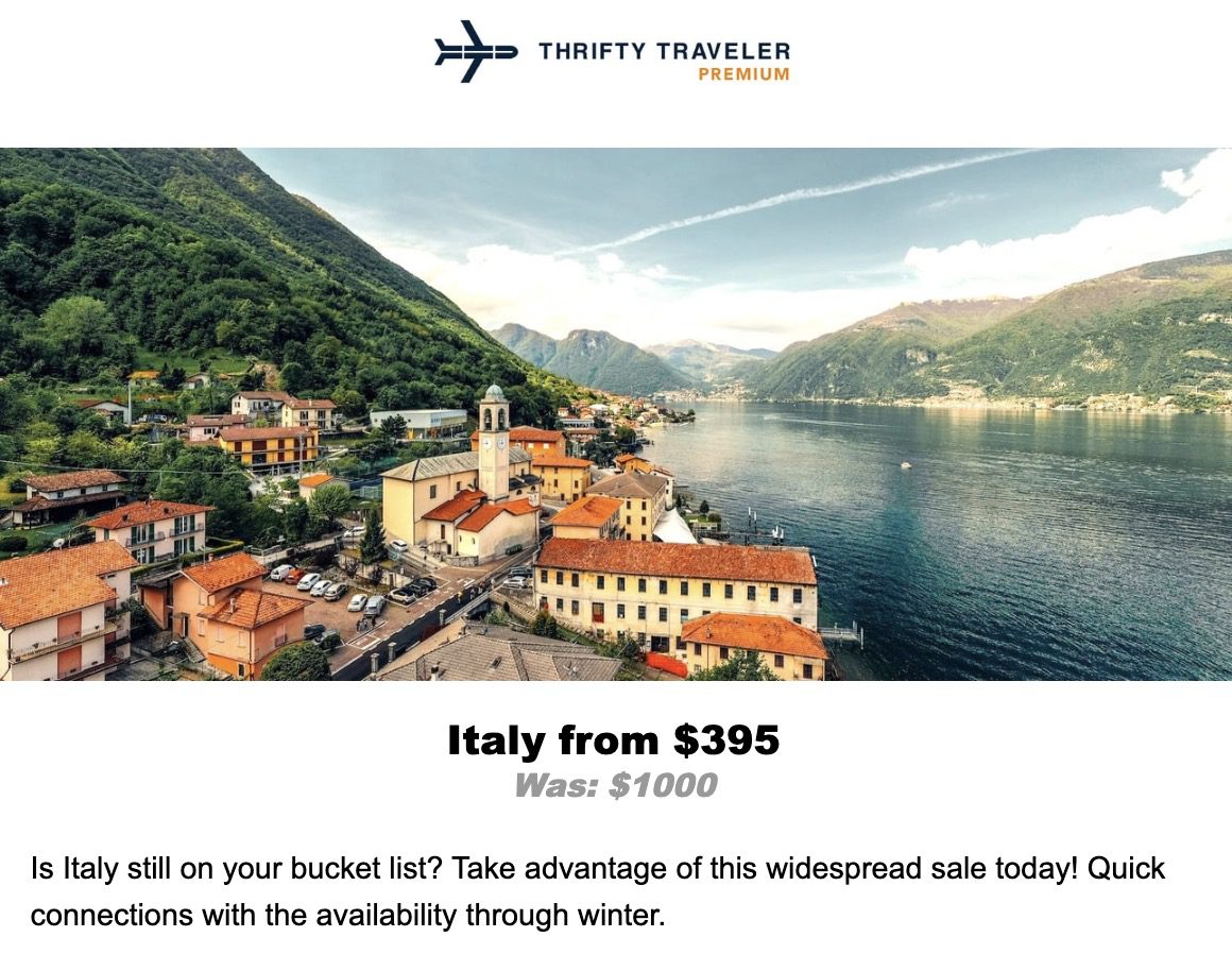 Italy flight deal