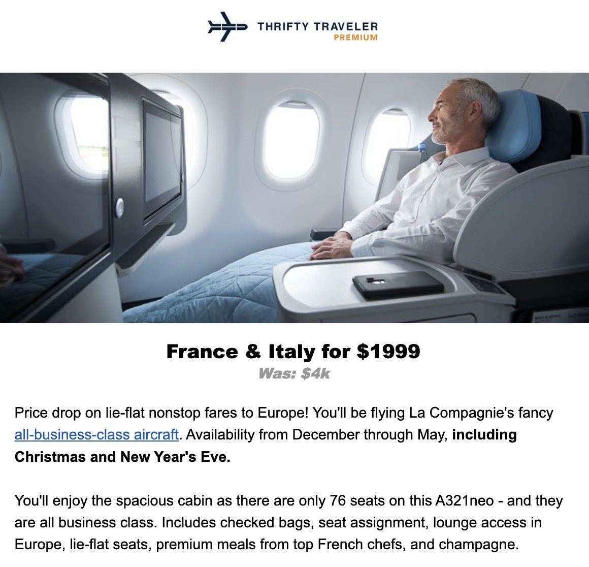 La Compagnie flight deal