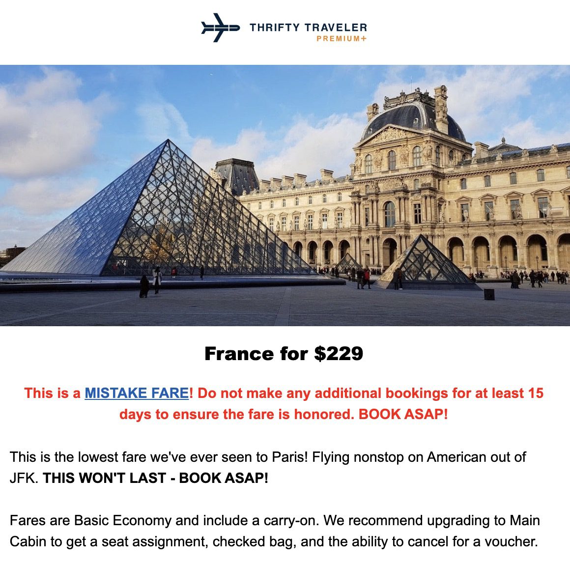 Mistake Fare JFK-CDG