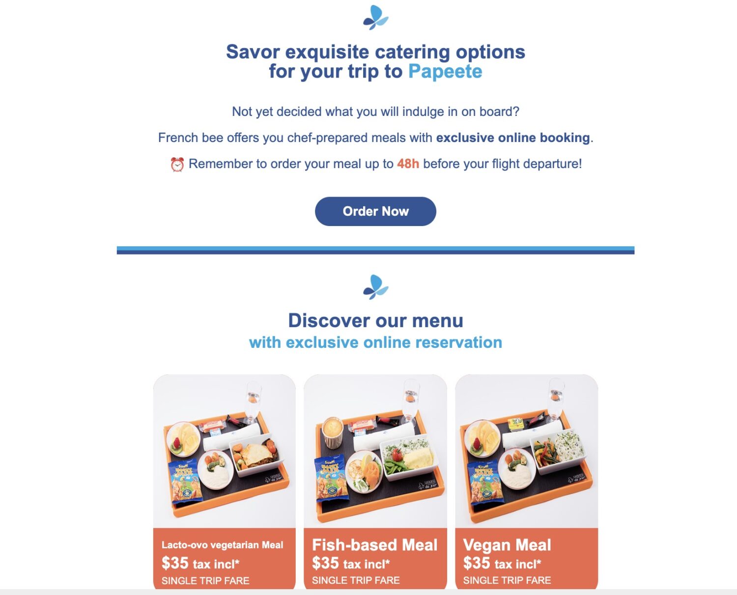 Meal selection email