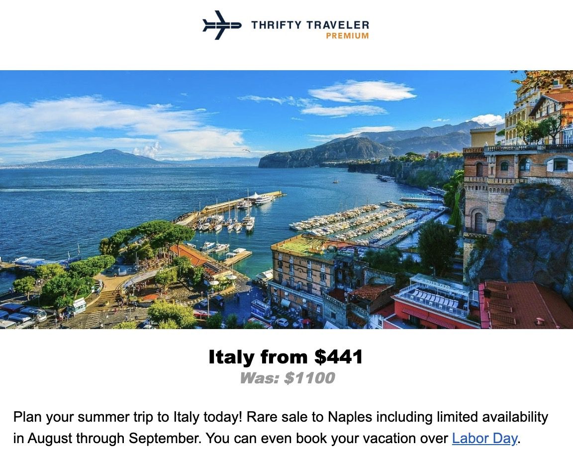 Naples flight deal