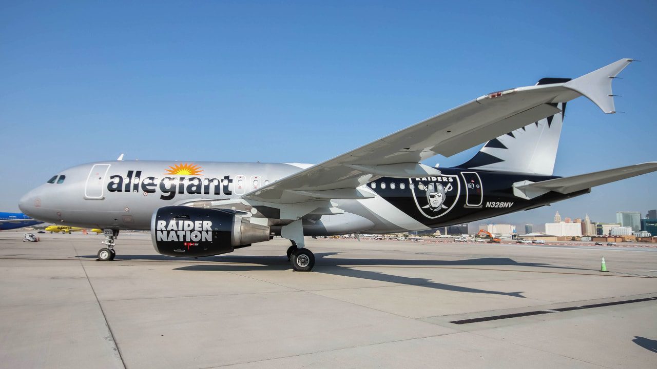 Las Vegas Raiders themed airplane