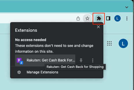 Rakuten Chrome extension