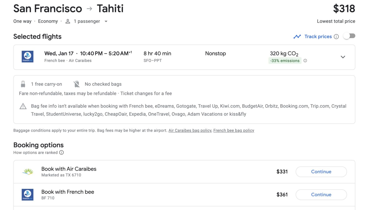 French Bee Google Flights