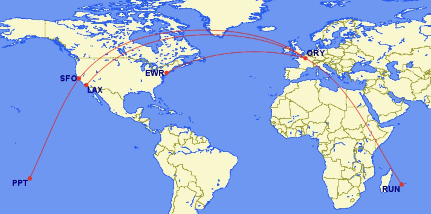 French Bee route map