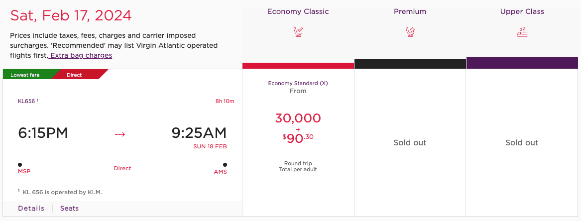 virgin atlantic award booking