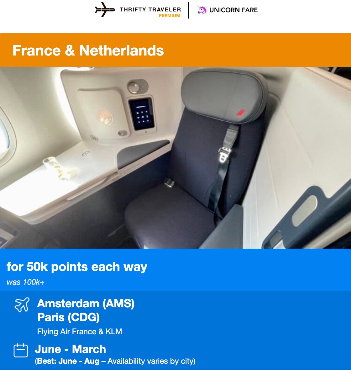 Thrifty Traveler Premium biz class air france klm