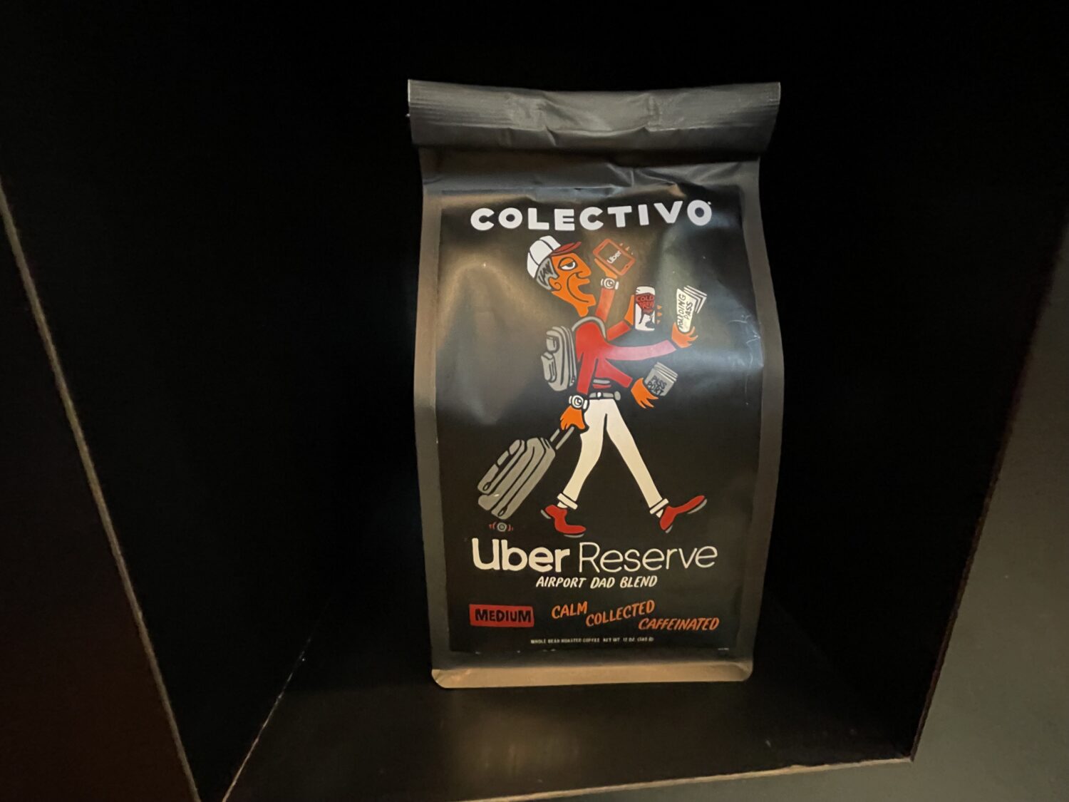 Uber Reserve Airport Dad Lounge coffee packaging