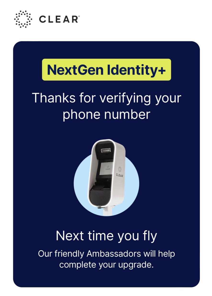 CLEAR verified phone number