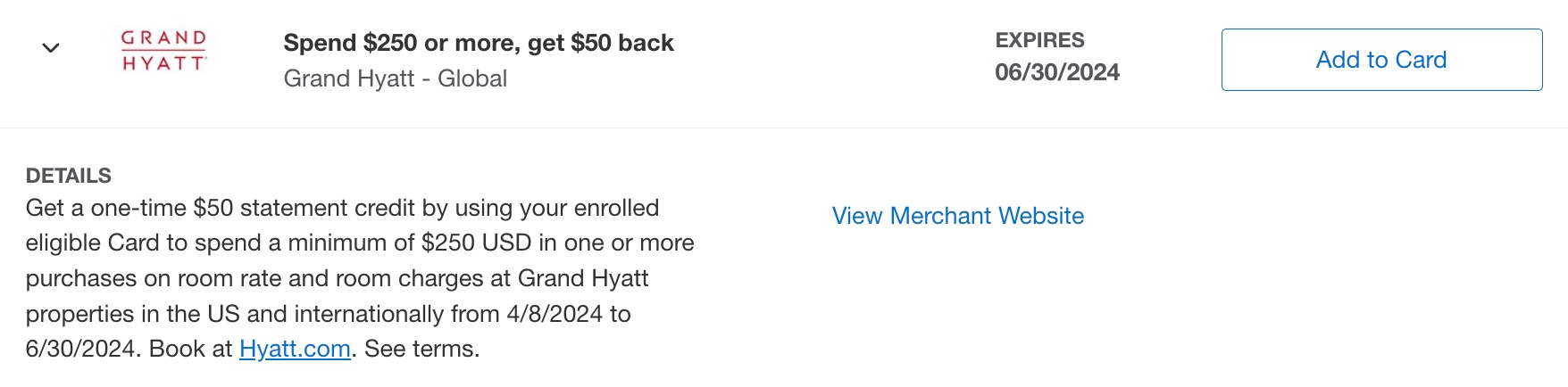 grand hyatt amex offer