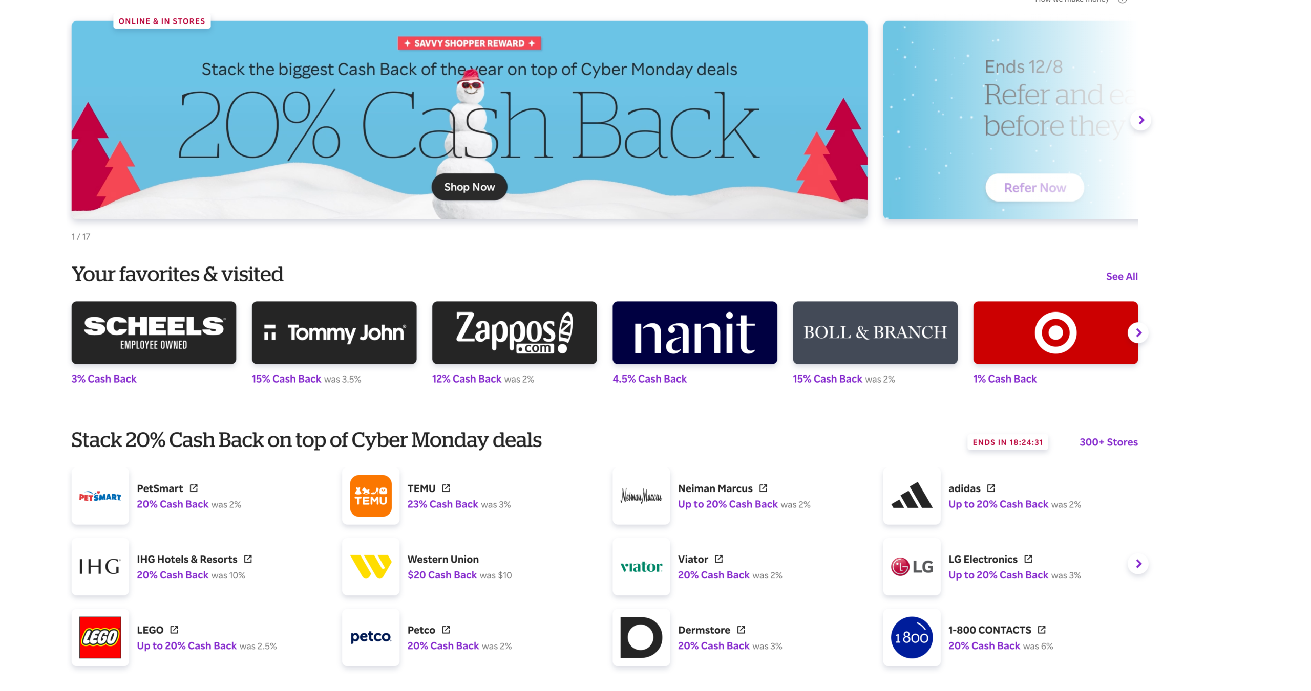 Stack the biggest Cash Back of the year on top of Cyber Monday deals 20% Cash Back