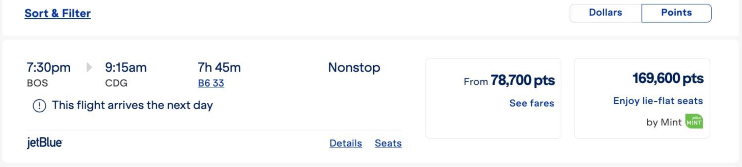 jetblue boston paris