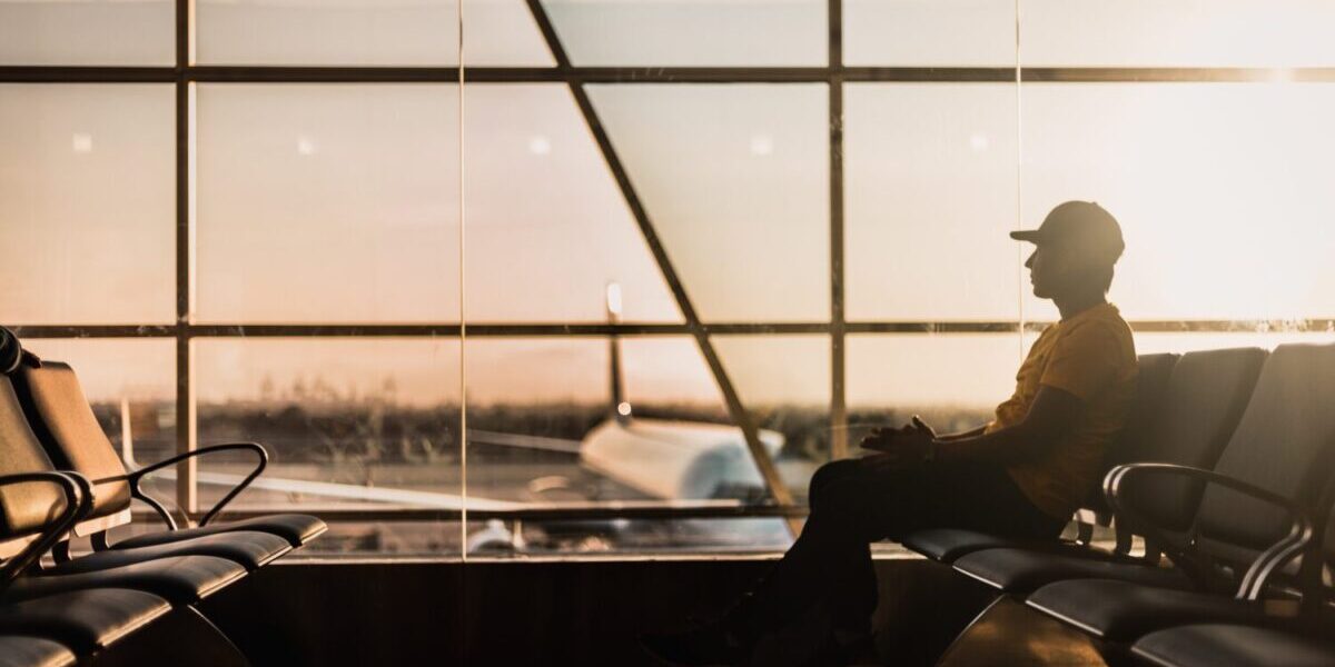 traveler waiting at the gate