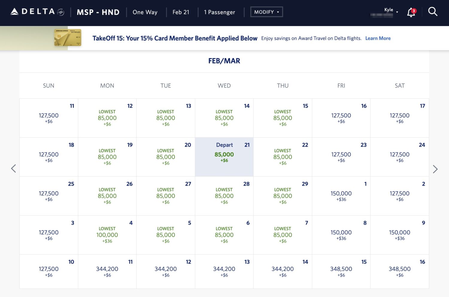 msp to tokyo calendar view