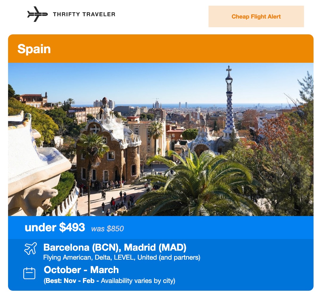 flight deal alert to spain