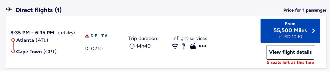 atlanta to cape town flying blue