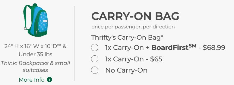 Baggage selection Frontier Airlines