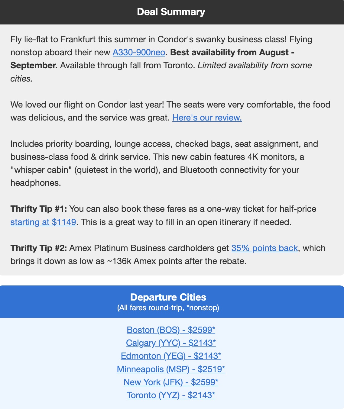 Condor business class