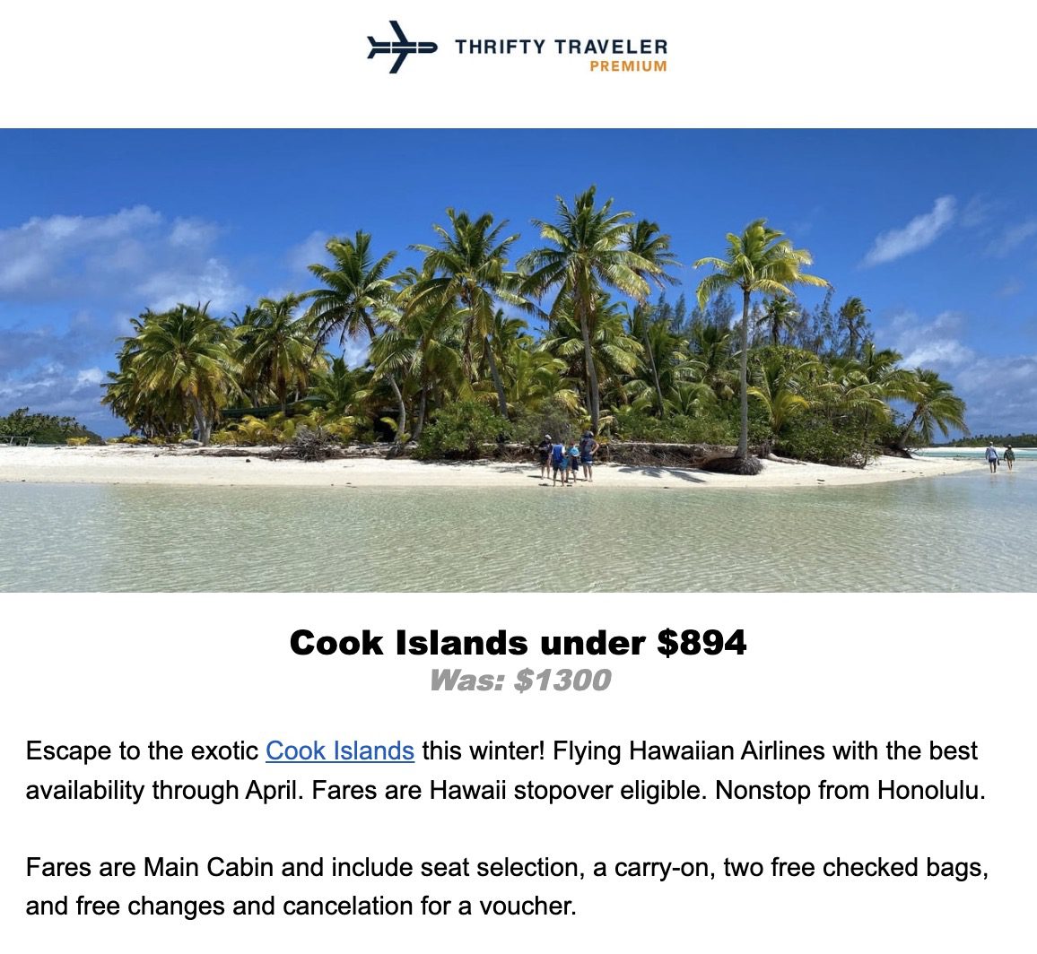 Cook Islands flight deal