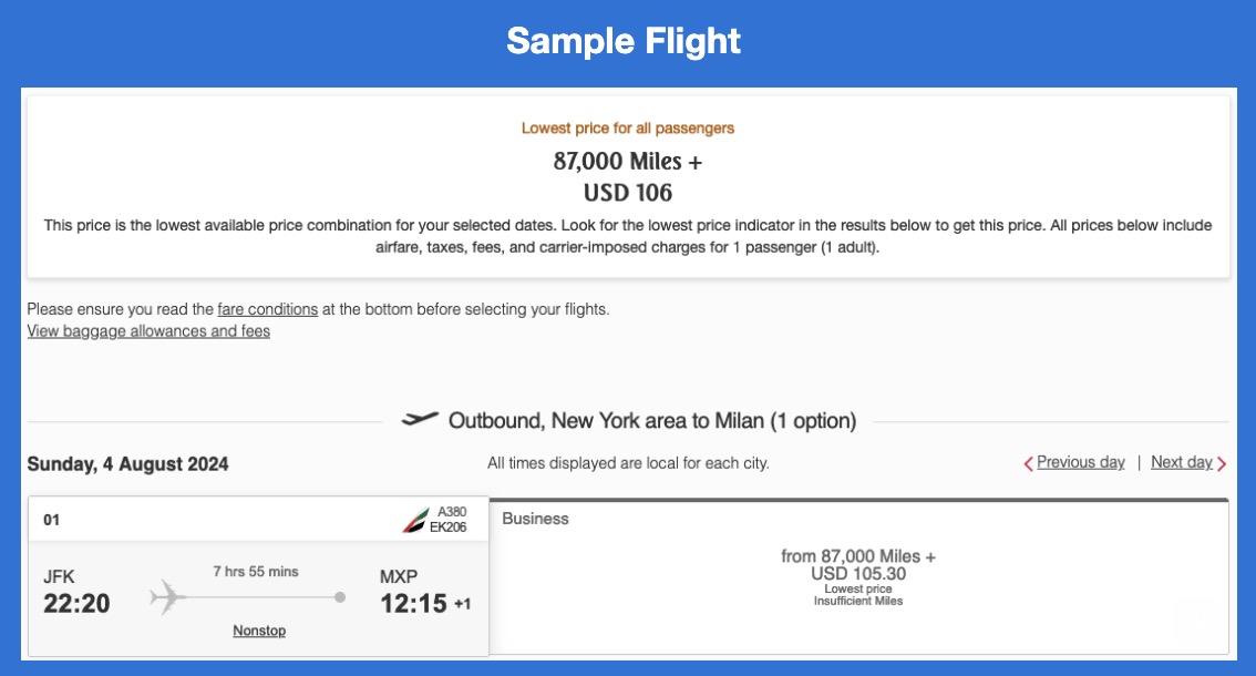 Emirates business class