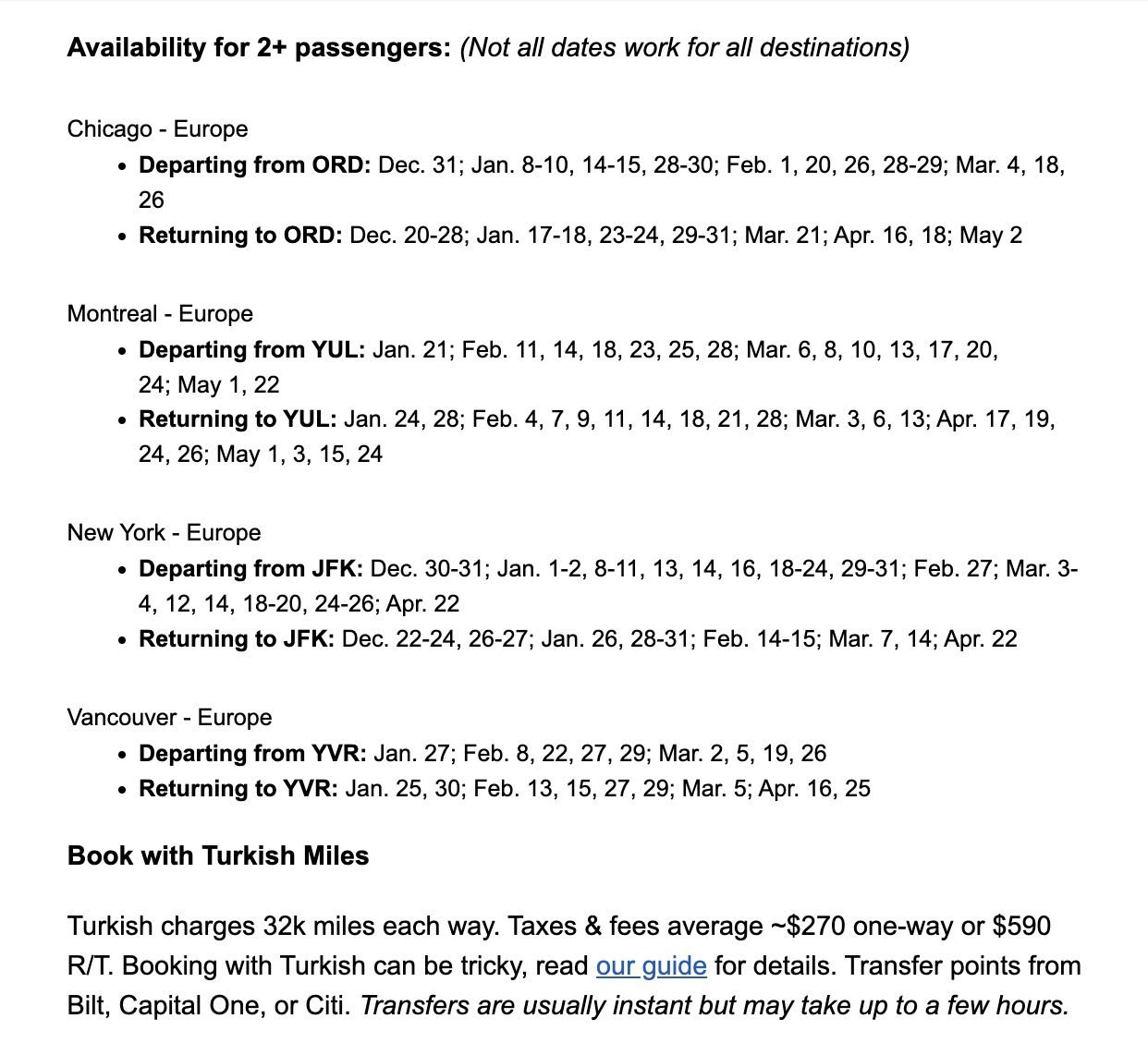Turkish Airlines business class sale