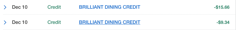 Marriott Bonvoy Brilliant Dining Credit
