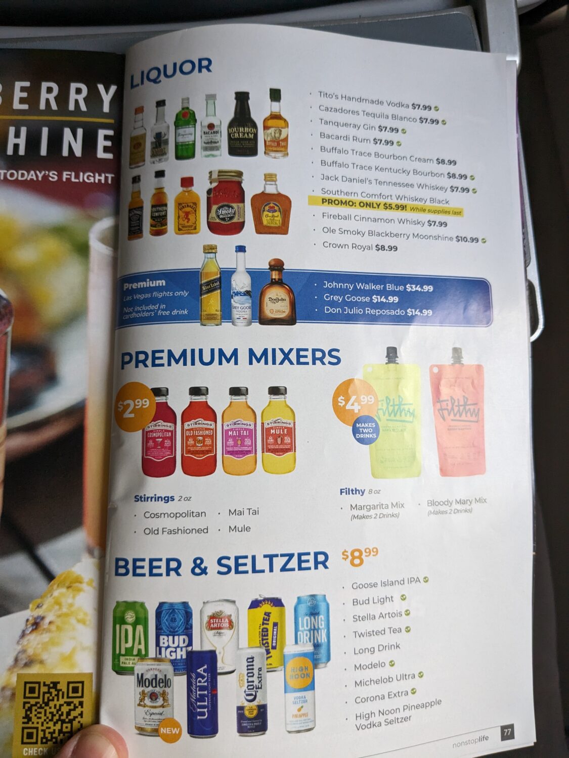 Allegiant buy on board menu