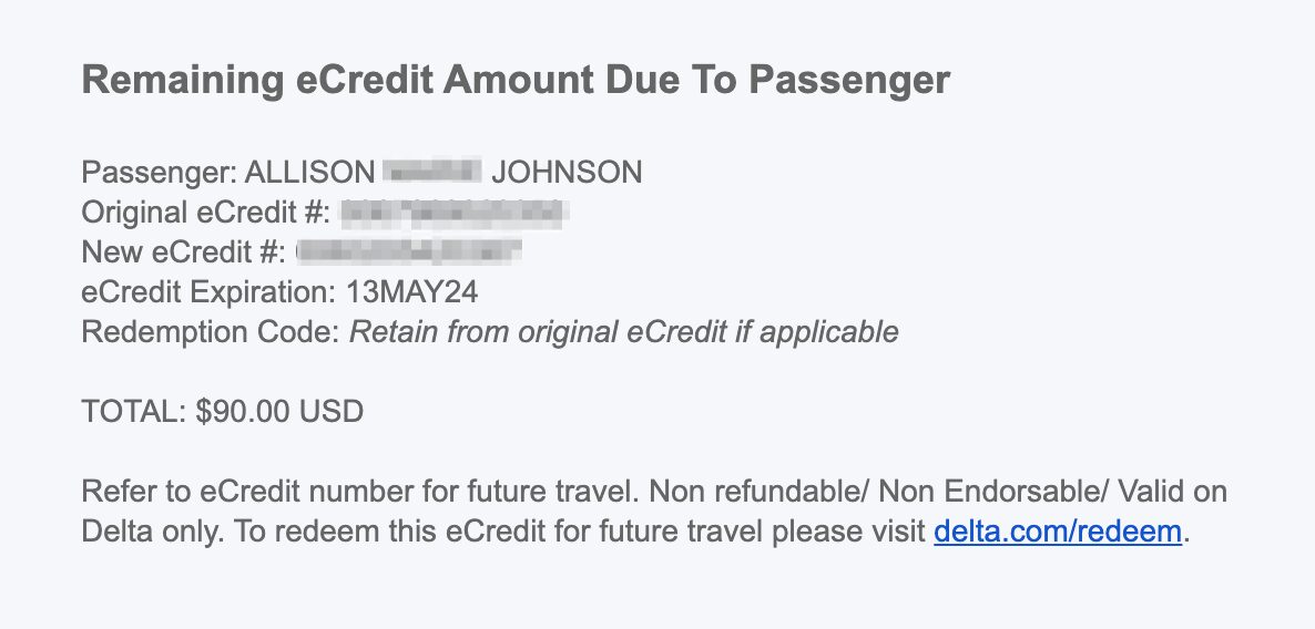 Delta eCredit for $90 
