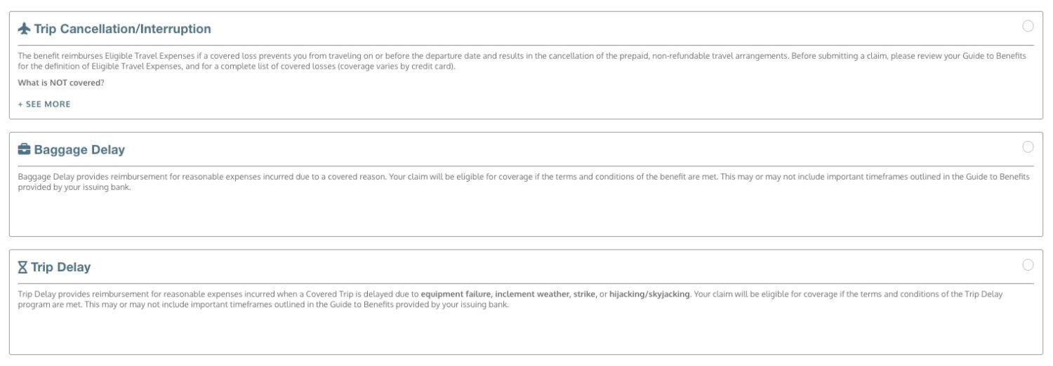 claim type - trip delay, trip cancellation, baggage delay