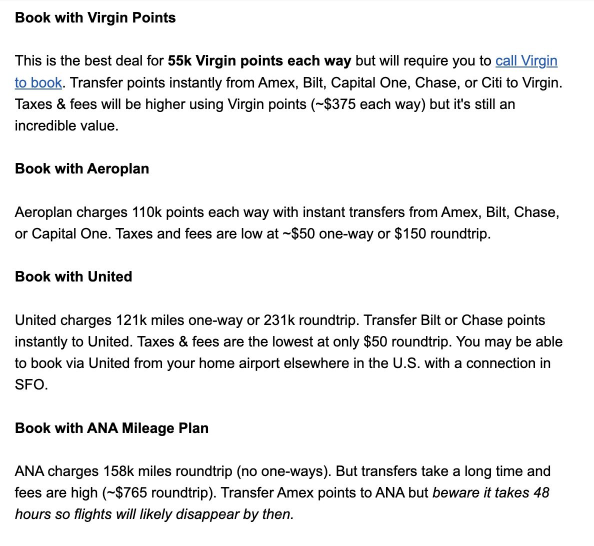 Virgin Atlantic booking instructions