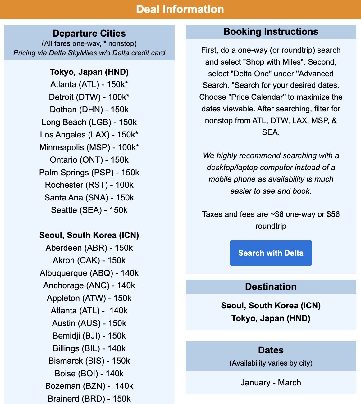 Delta One flight deal