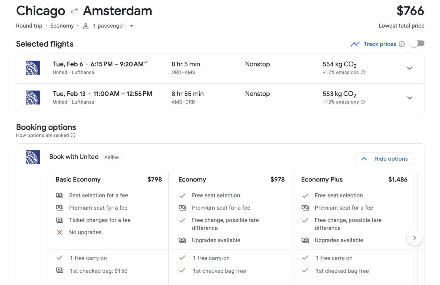United Amsterdam Basic Economy