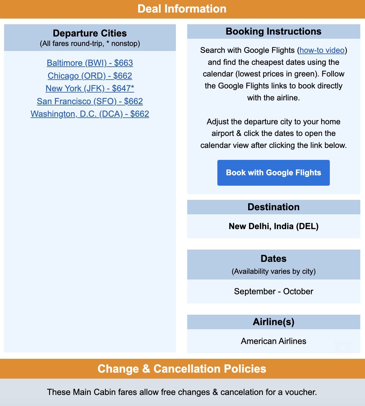 New Delhi flight deal