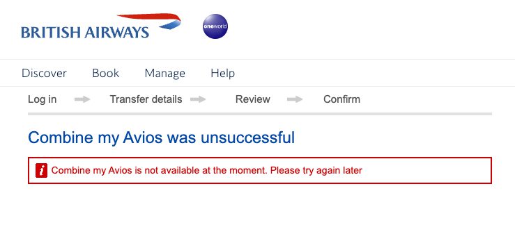 British Airways Iberia transfer error
